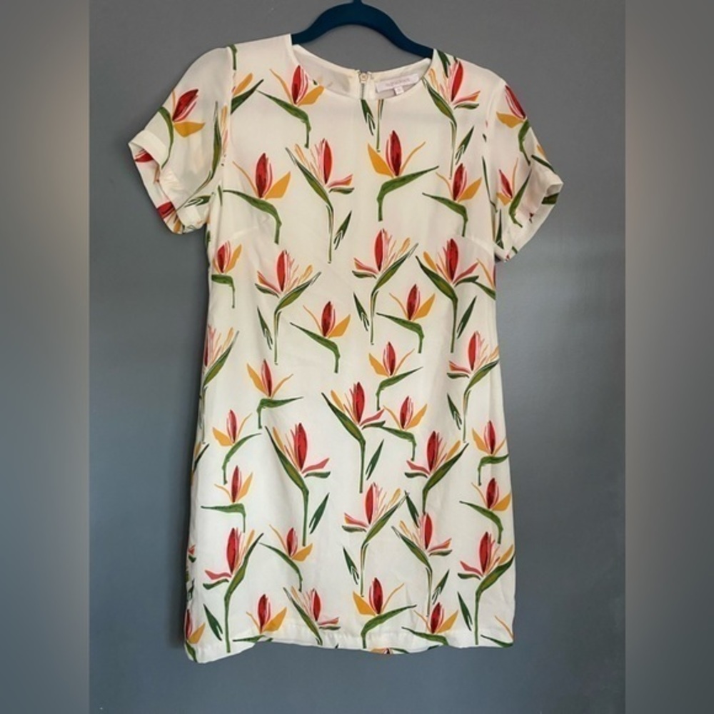Olivaceous Birds of Paradise Sheath‎ Minidress Dress Size S